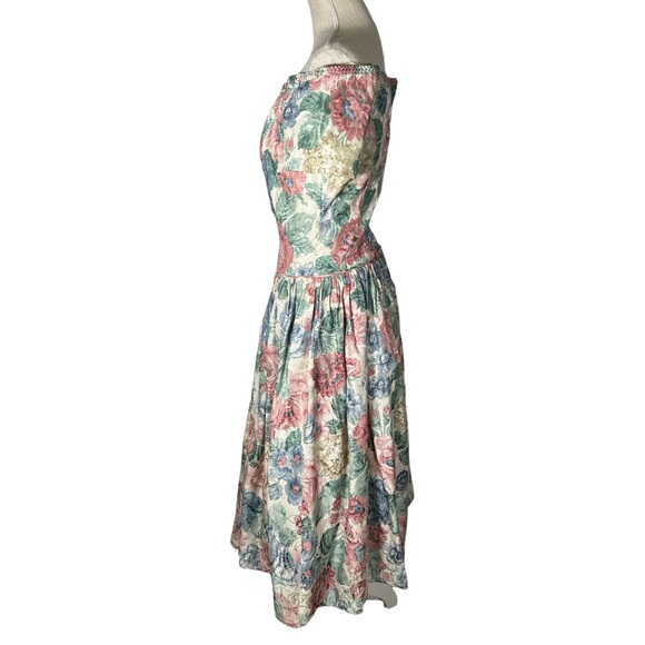 Vintage Union Made Pastel Floral Midi Pleated Princess Dress - Picture 2 of 13